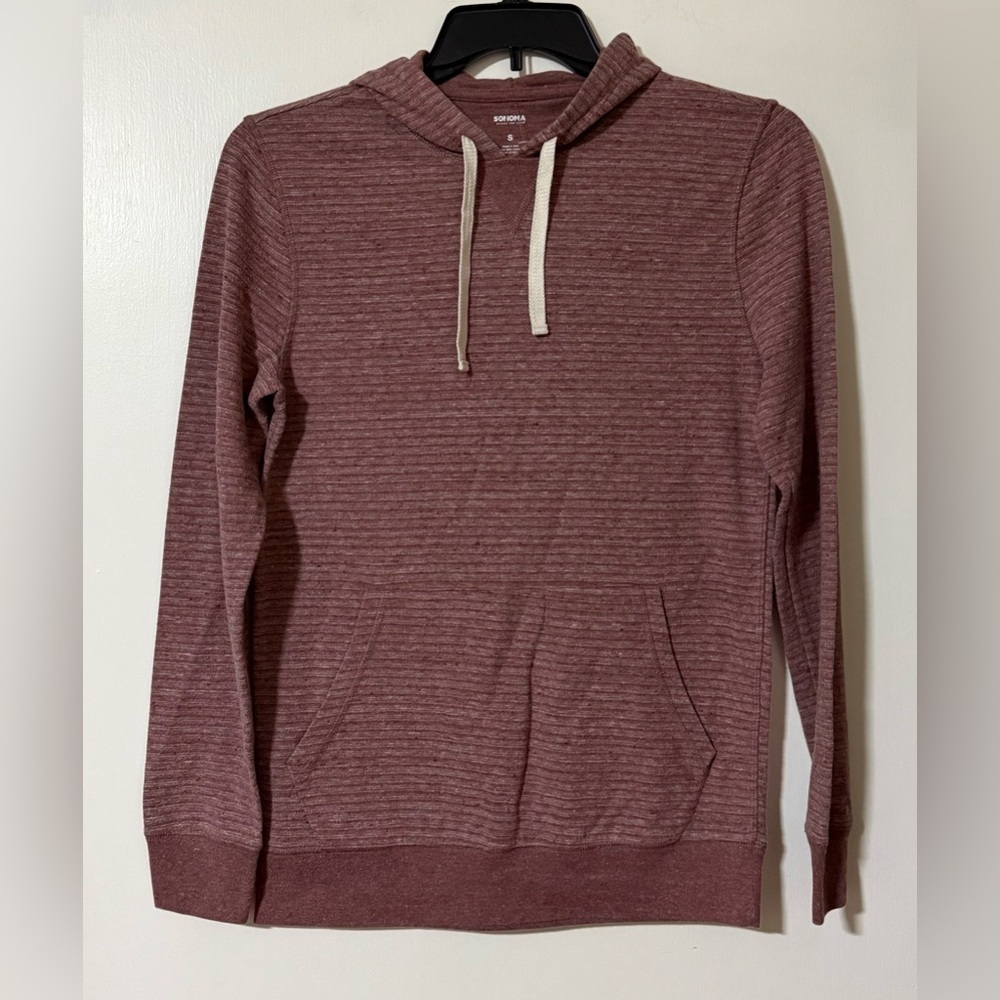 Sonoma Women's Burgundy Striped Hoodie - Picture 1 of 4